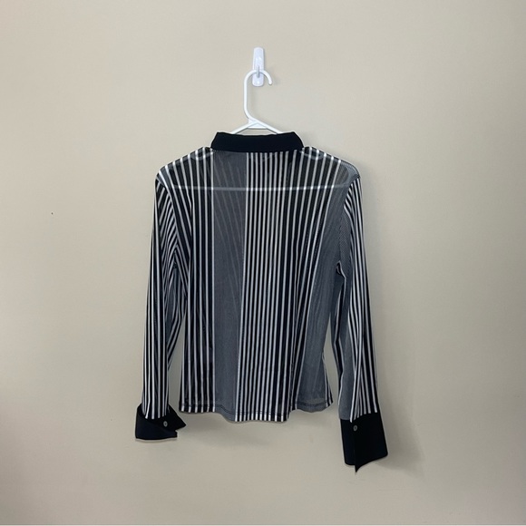 Reitmans Blouse Button Down Shirt Pin Striped Black White - Picture 5 of 7